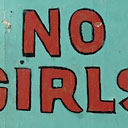 Hand painted sign stating, No Girls, from historical hotel in Walla Walla, Washington