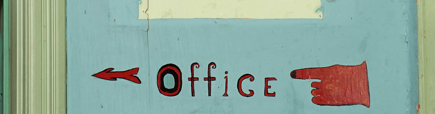 Hand painted office sign from historical hotel in Walla Walla, Washington.